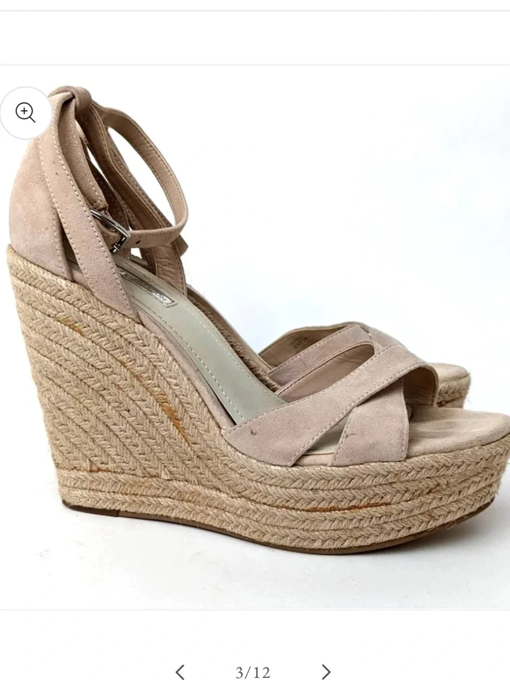 Ankle Tie Espadrille Wedge Sandals - Beige